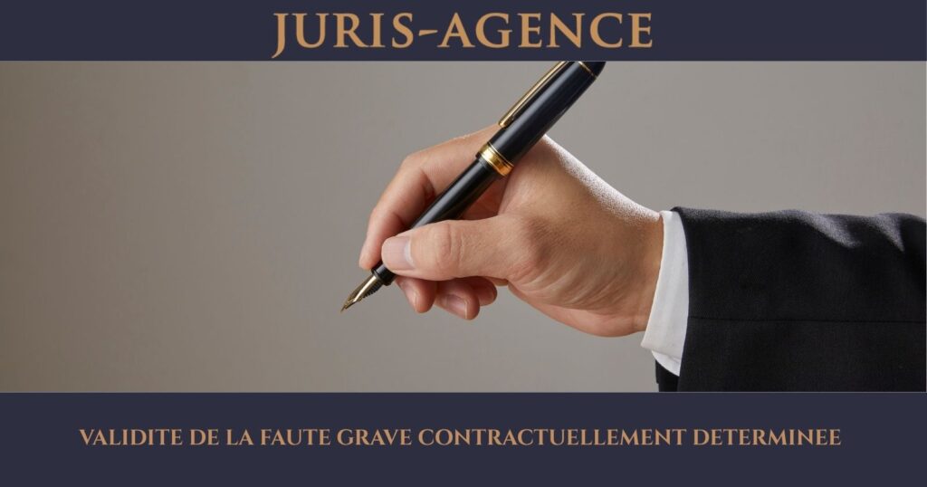 VALIDITE DE LA FAUTE GRAVE CONTRACTUELLEMENT DETERMINEE